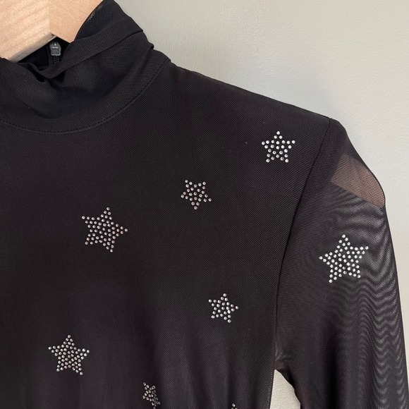 Cinq a Sept Marlene Dress Star Print Black Silver Embellished Sz 0 Bodycon Sexy - Picture 10 of 16